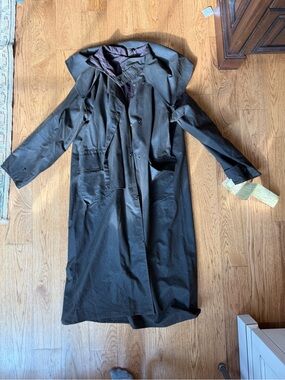 Driza-Bone Navy Riding Coat with Brown Label Accents